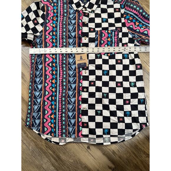 CHUBBIES Friday Shirt The Rad Colorful Geometric Button Front Mens Pocket Medium - Picture 4 of 7